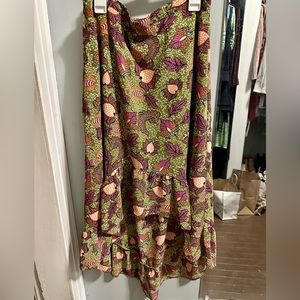 Status by Chenault green paisley high-low skirt size M